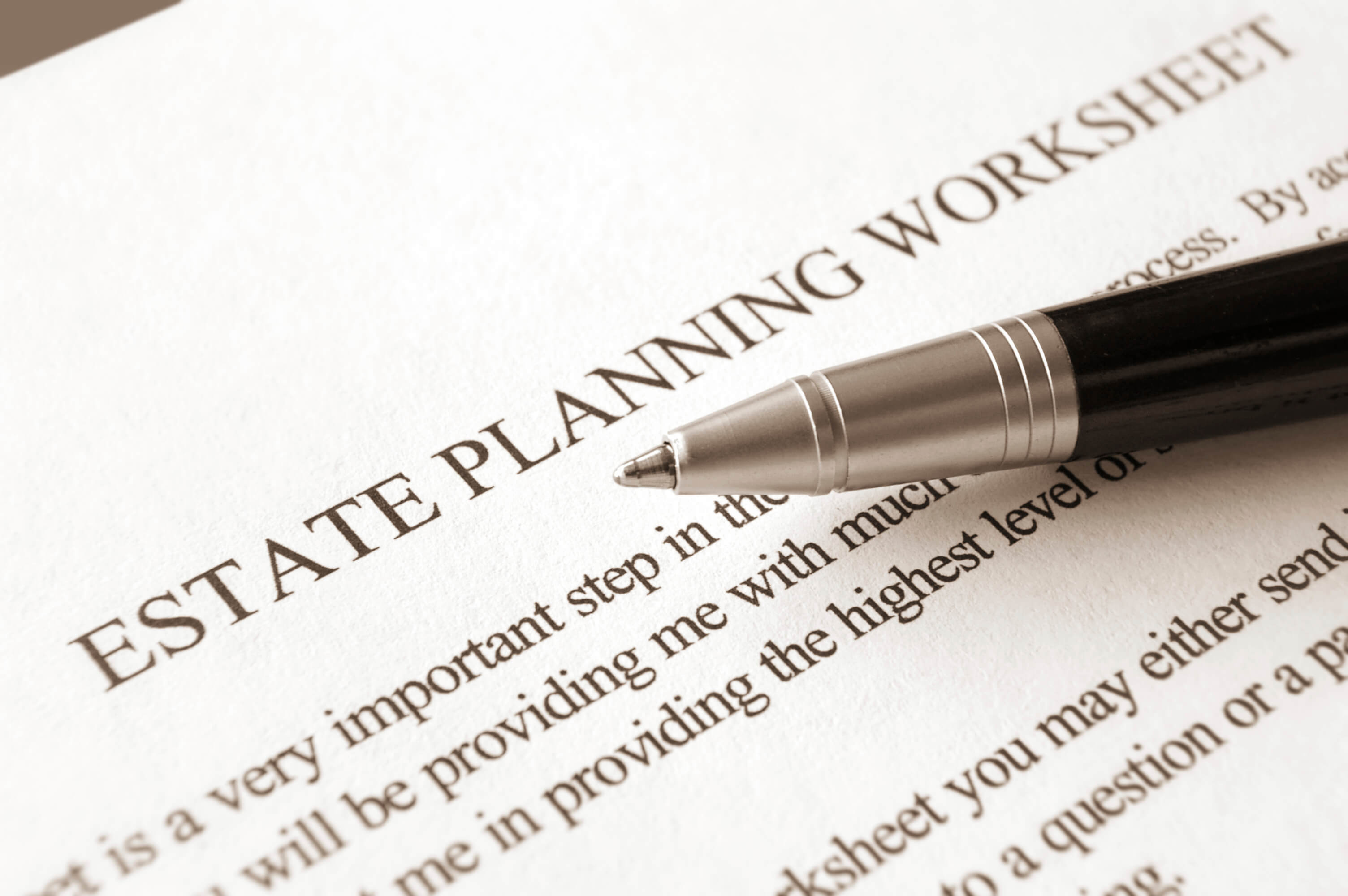 estate planning worksheet with pen