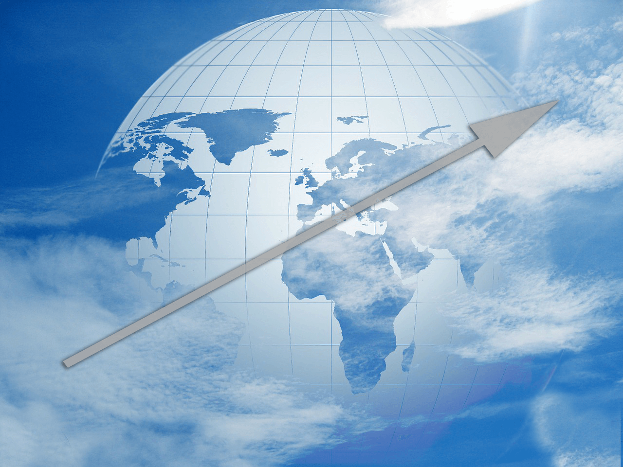 graphic of arrow pointing upward over globe