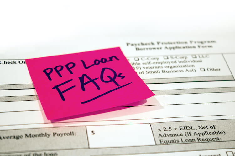 PPP Loan FAQs postit on form